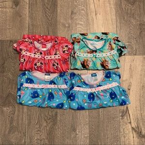4 Disney Long Sleeve Nightgowns Size 8